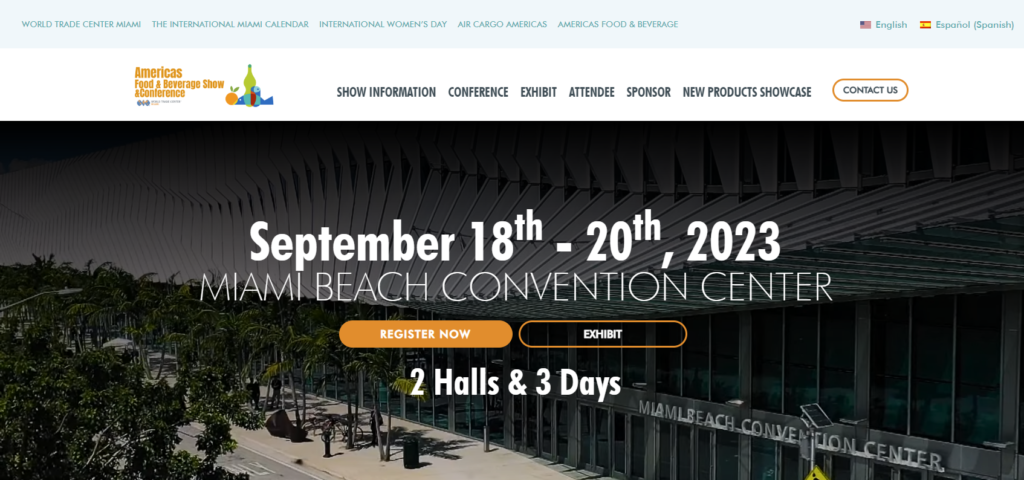 Americas Food and Beverage Show and Conference Home Page Screenshot